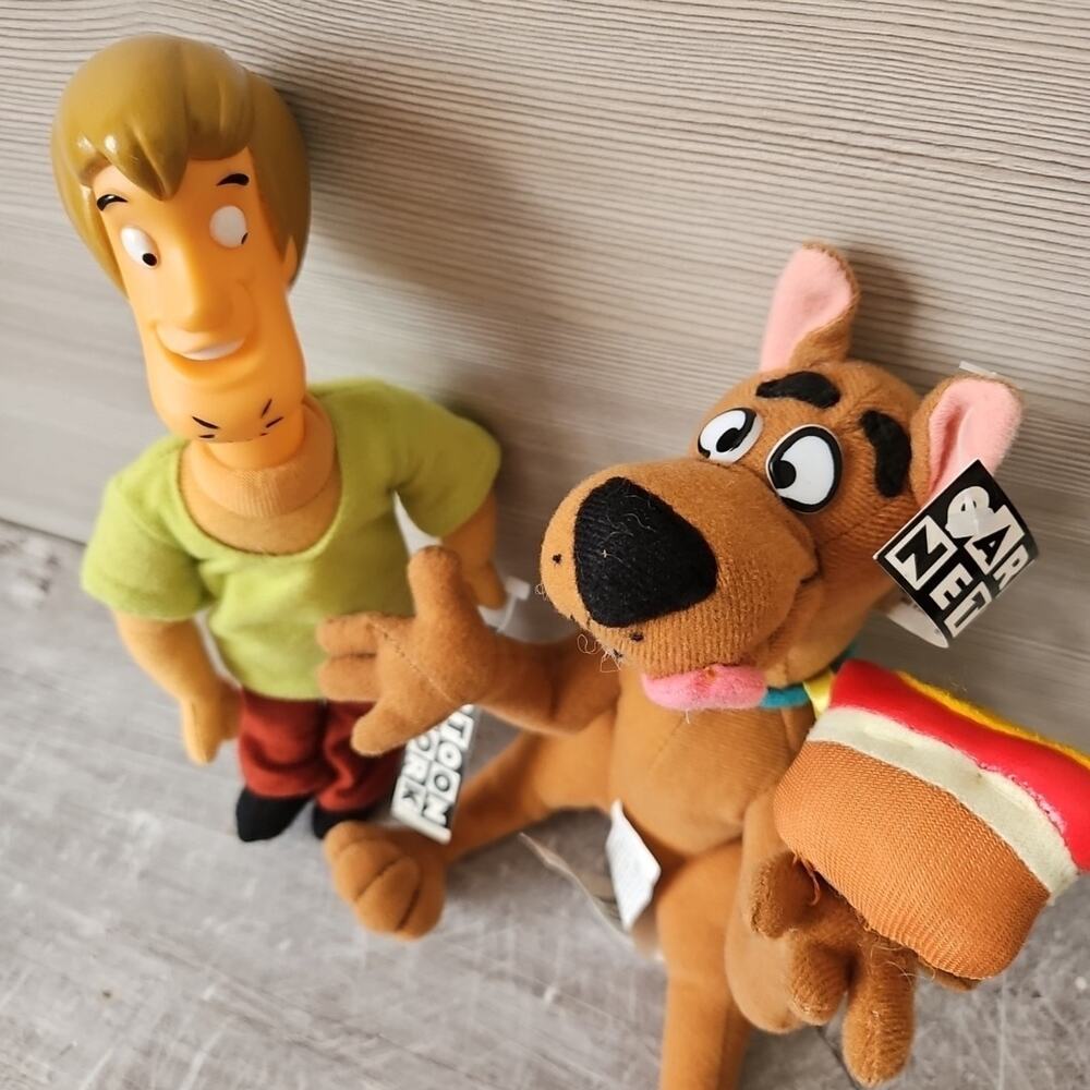 Cartoon Network Scooby Doo Vintage 90s Beanie Plush Dolls Shaggy Vinyl Head 9"